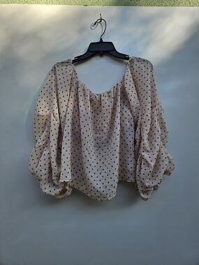 Lovers + Friends Blush Star-Print Peasant Blouse Size Small